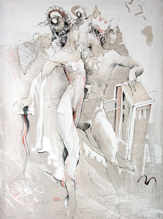 Aries - Stone lithography exploring zodiac themes